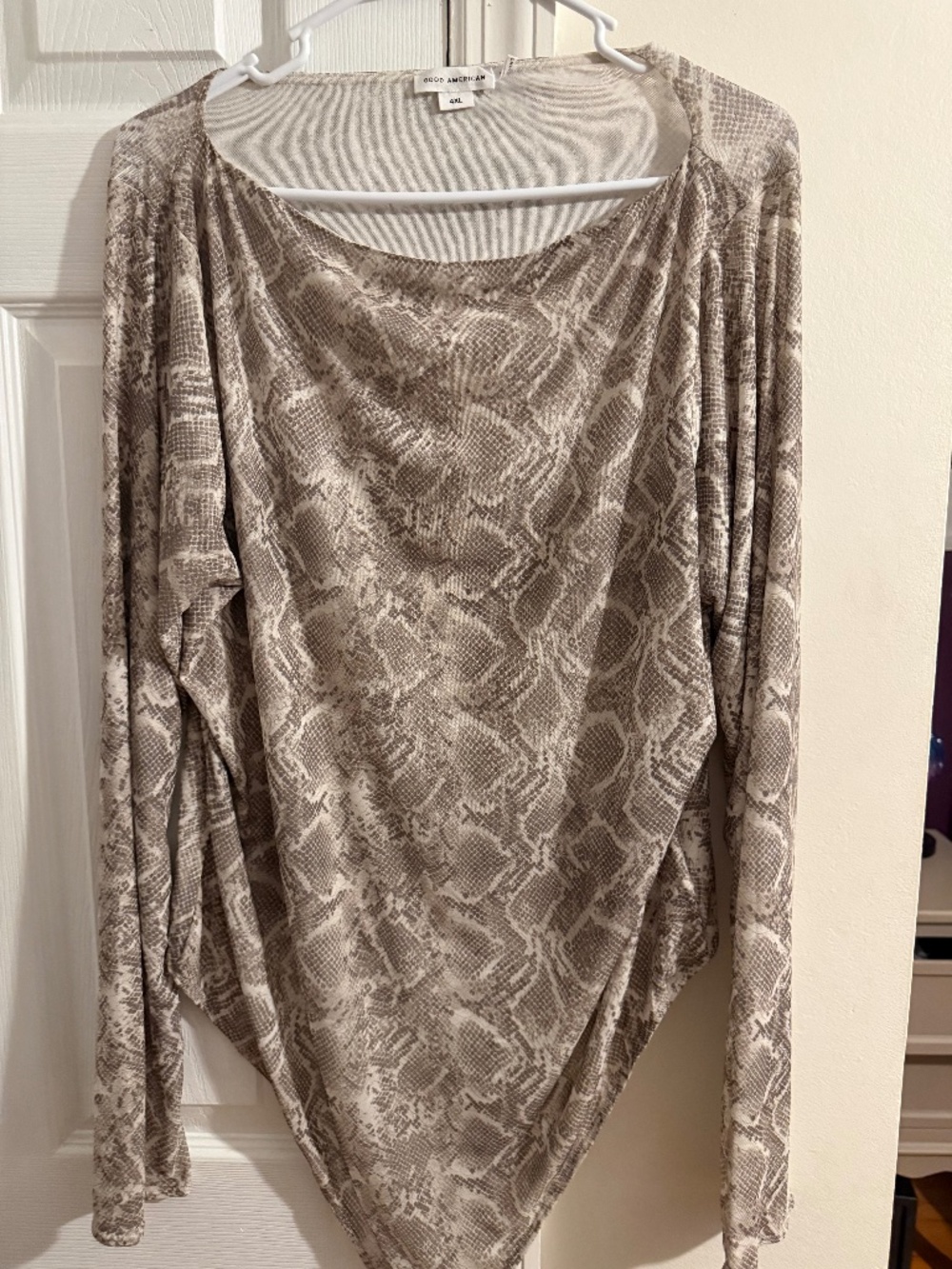 Good American sheer snake sprint long sleeve thong bodysuit NWOT